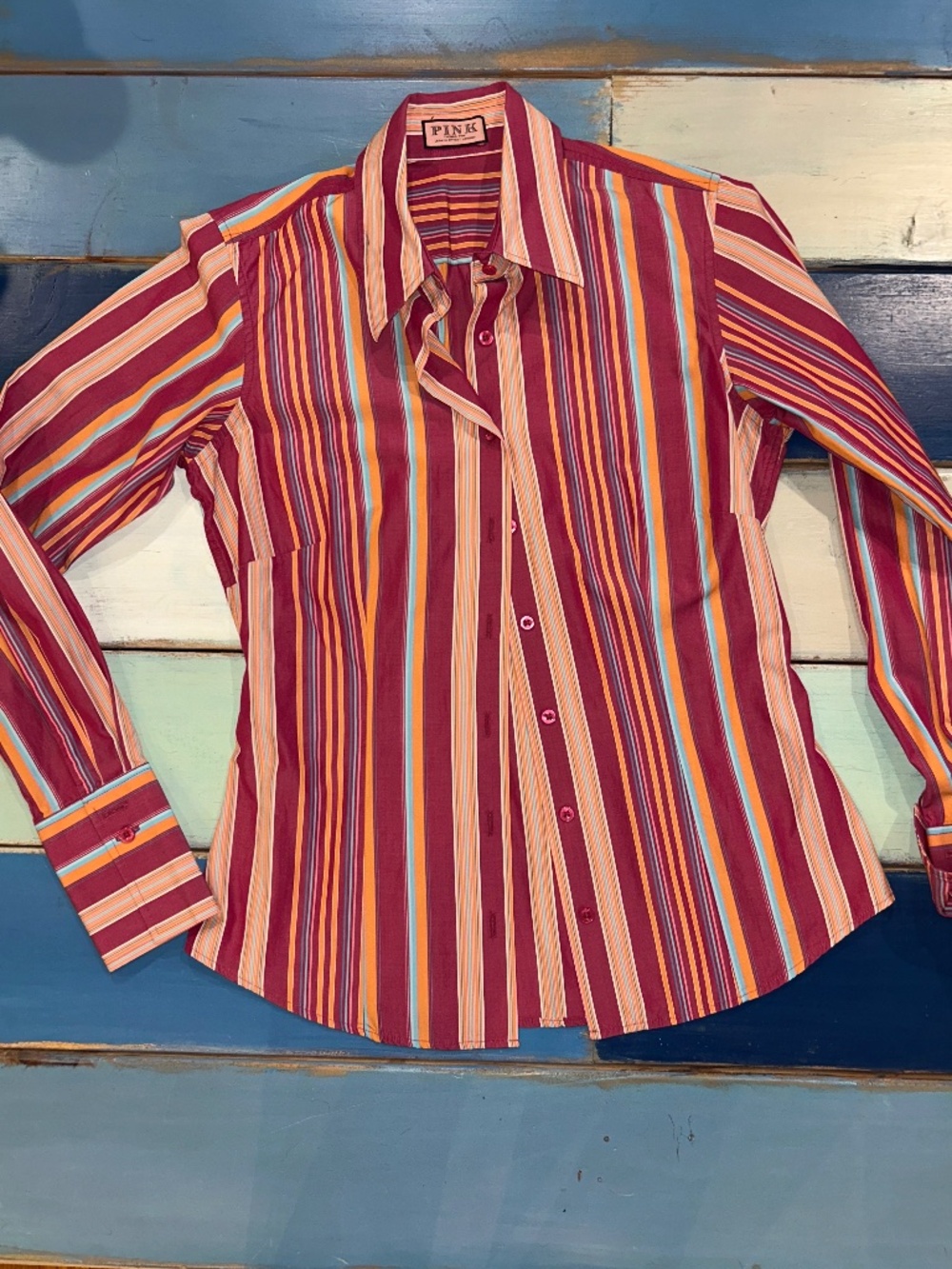 Thomas Pink Jermyn Street London Multicolor Striped Button Front Shirt Women's S